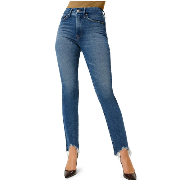 GOOD AMERICAN NWT Good Legs Chew Hem Ankle Cigarette Jeans in Blue842 // 0 (25) - Picture 5 of 13